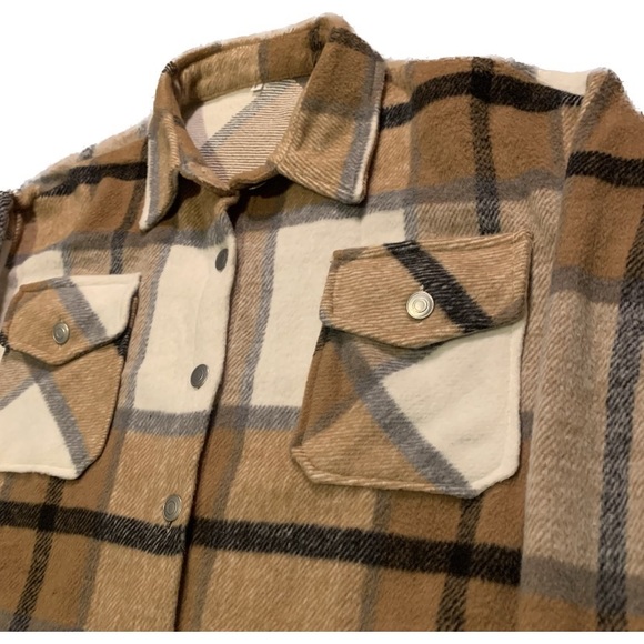 Brown Flannel Jacket | Plaid Shacket | Men's L - Picture 3 of 3